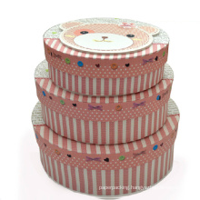 Cute Decorated Oval Shape Paper Gift Storage Box Set